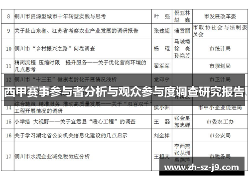 西甲赛事参与者分析与观众参与度调查研究报告